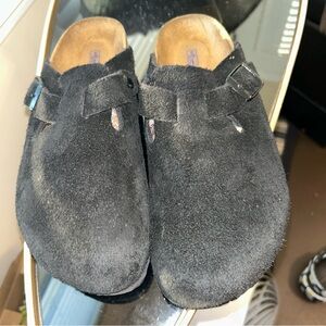 Birkenstock Boston Soft Footbed Clog Mule size 39 / US 8.5 Regular Black Suede
